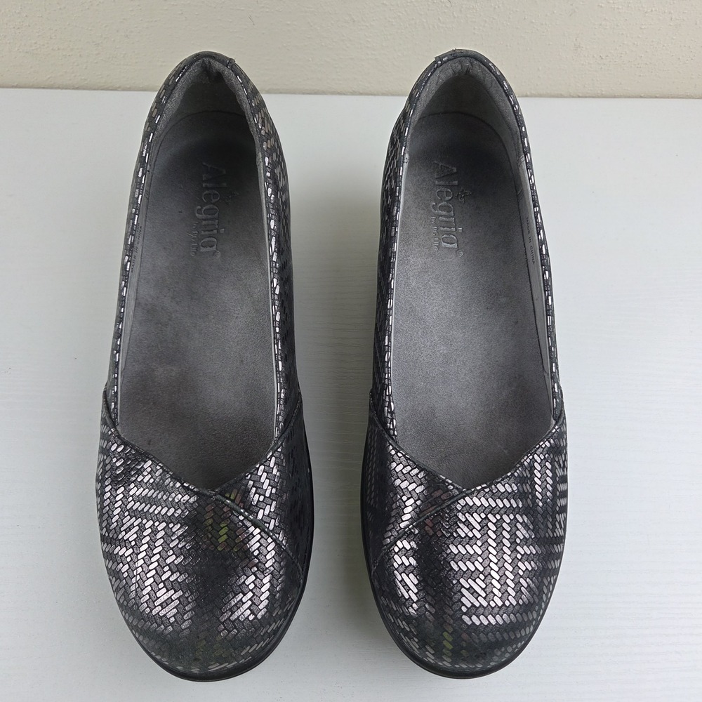 Alegria Women's Flirt‎ Dazzler Leather Pewter Wedge Size 9.5 - Picture 4 of 12